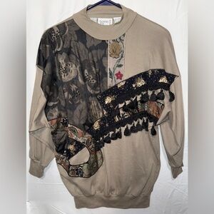 Vintage 1989 Bonnie & Bill by Holly Tapestry Patchwork Sweatshirt Medium